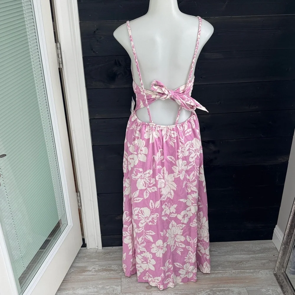NWT Free People The Perfect Sundress Size XS Pink White Floral Linen Maxi Dress - Picture 4 of 8